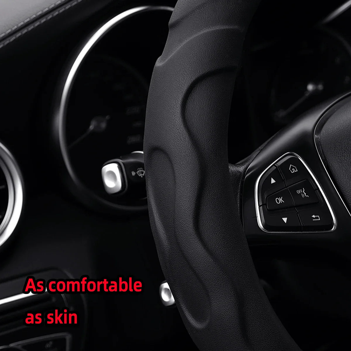 Artificial Lambskin 3D Sports Car Steering Wheel Cover — Fits 14.5-15 Inch (37-38CM) Wheels
