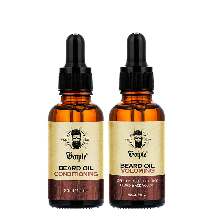 2-Piece Beard Volumizing & Conditioning Oil Set for Men – Moisturizing Facial Hair & Mustache Care Oil for Softer, Fuller, Healthier Beard Grooming