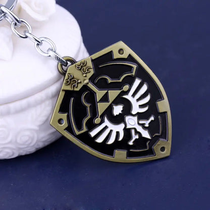 Zelda Tears of the Kingdom Purah Pad Keychain – Master Sword & Hylian Shield Pendant for Fans