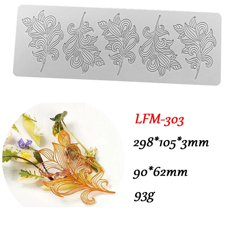Chinoiserie Pavilion Silicone Mold — DIY Leaf, Flower & Swan Sugar Lace Pad for Chocolate & Crisp Cake Decoration