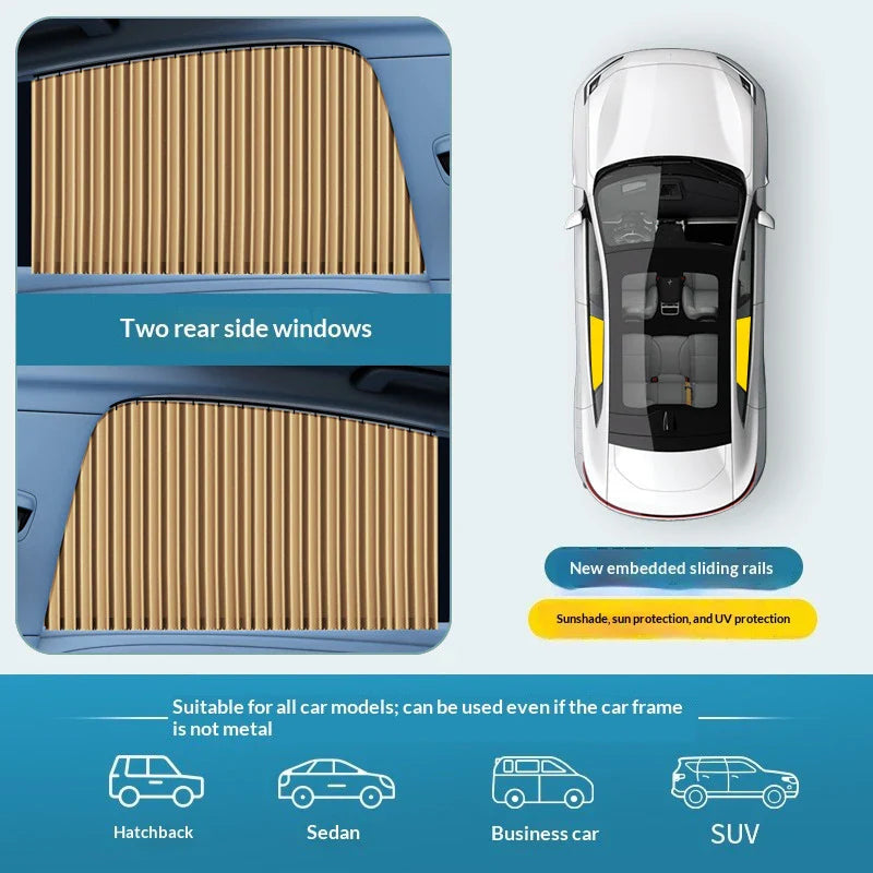 2PCS Universal Car Side Window Sun Shade Curtains – Foldable UV Protection Black Sun Visor Blinds Auto Car Styling Accessories