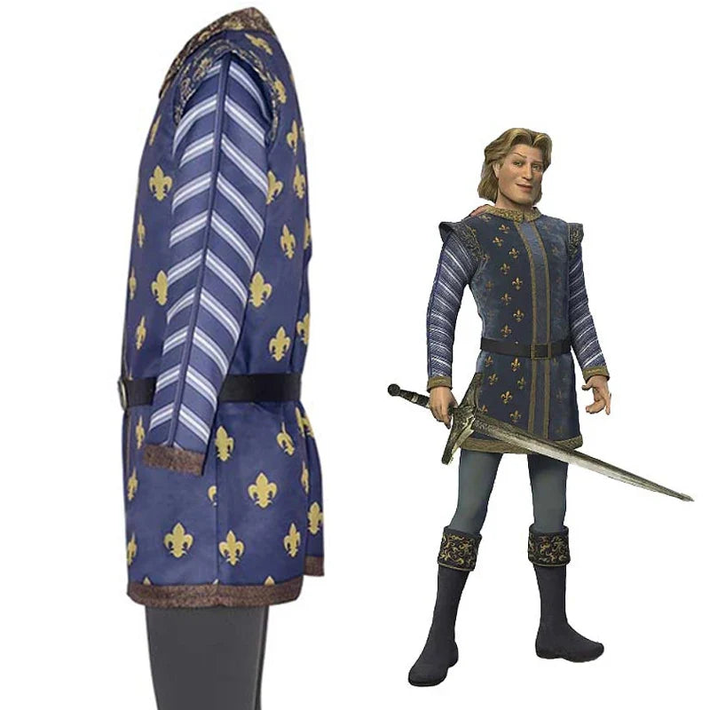 Shrek Prince Charming Cosplay Costume - Men’s Carnival Party Animation Uniform Outfit