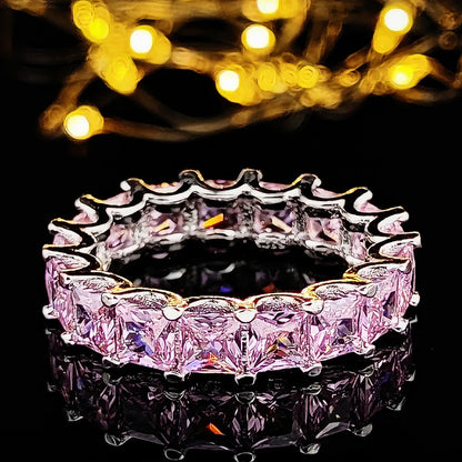 925 Sterling Silver Eternity Band Ring - CZ Diamond Promise Engagement Wedding Jewelry for Women & Men