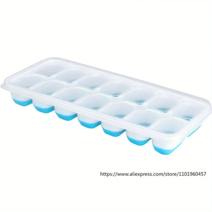 Silicone Ice Cube Mold – Easy-Release Flexible Tray with Spill-Resistant Removable Lid, Stackable Ice Trays with Covers