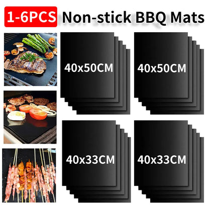 Non-Stick BBQ Grill Mat - Heat Resistant, Reusable Outdoor Baking Mat for Barbecue Party, 40x50cm Grill Accessories
