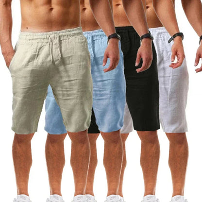 Men's Cotton Linen Shorts – Breathable Solid Color Summer Trousers, Fitness Streetwear S-3XL