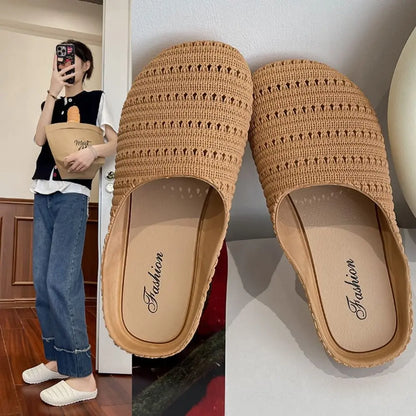 Breathable Hollow Half Slippers - Lightweight Flat Bottom Anti-Slip Summer Sandals