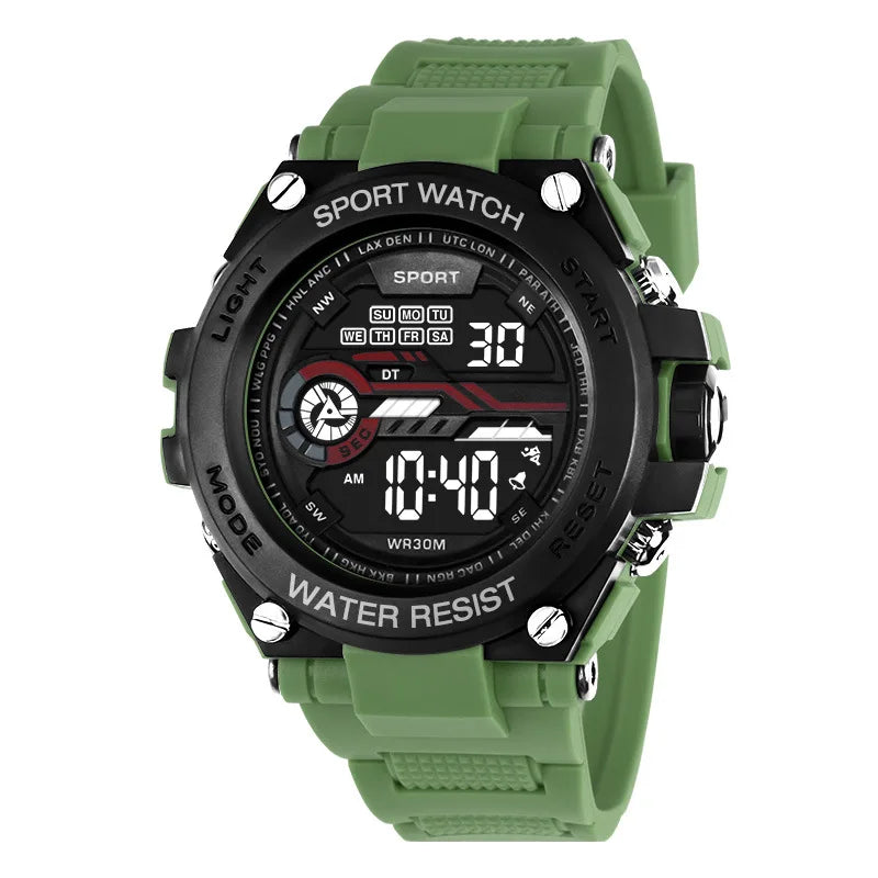 YIKAZE Men’s Waterproof Sports Watch — Multifunction LED Digital Military Watch with Alarm Clock
