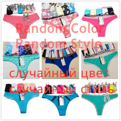 5 Pcs Women’s Cotton Thong Panties Set - Sexy Dot Star Print G-String Tanga Lingerie Intimate Underwear