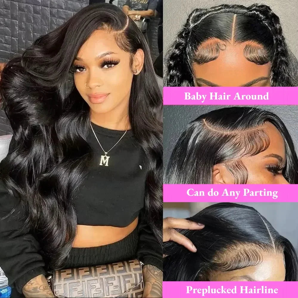 13x4 HD Lace Frontal Wig – 13x6 Lace Front Human Hair Wig for Black Women, 16-36 Inch Body Wave Brazilian Hair Wig