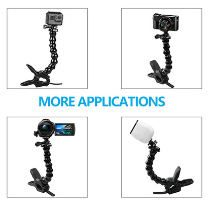 Jaws Flex Adjustable Gooseneck Clamp Mount for GoPro Hero 4–12, Insta360 & DJI Osmo Action Cameras