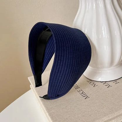 New Soft Wide Knitting Cotton Hairbands for Women & Girls – Korean Solid Turban with Teeth, Head Band Headwear Accessories