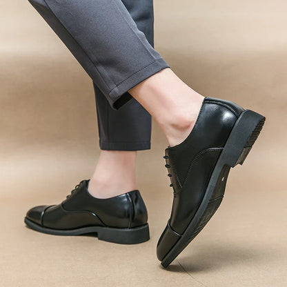 Men’s Luxury Leather Dress Shoes — Comfortable Pointed Business & Wedding Shoes Black