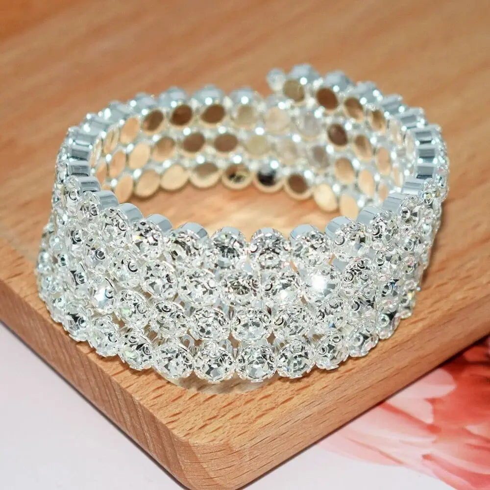 Women’s Rhinestone Crystal Bracelet - Glamorous Statement Jewelry for Stage & Special Events