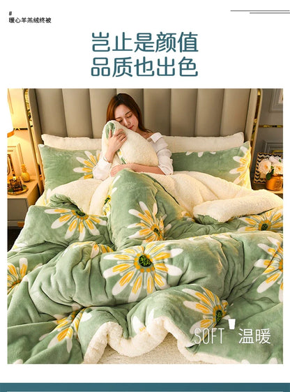 Super Thick Plaid Fleece Blanket – Soft, Warm, Fluffy Winter & Autumn Comforter Quilt