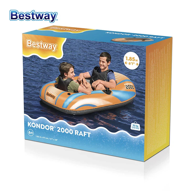 Bestway 61136/61140/61142/61146 Heavy-Duty Inflatable Kayak – 1-3 Person PVC Rafting Boat for Adventure & Thrilling Rides