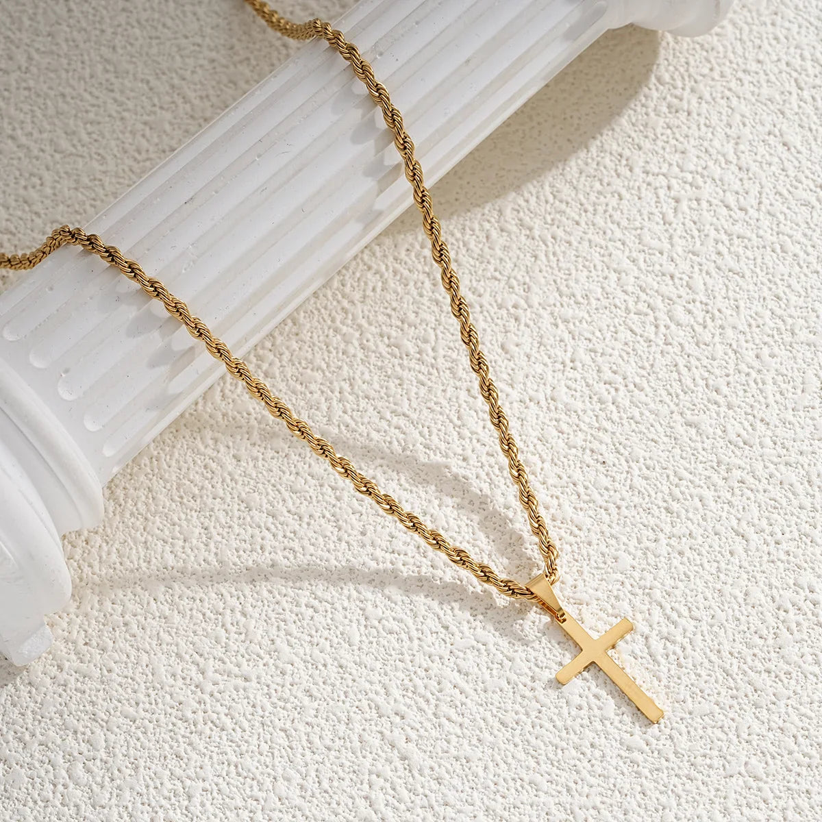 New Stainless Steel Gold Cross Pendant Necklace - Minimalist Jewelry for Men and Women - 2024 Choker Gift