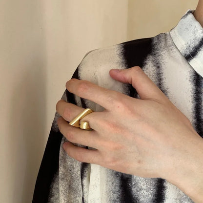 Fashion Silver Geometric Open Ring – Punk Irregular Adjustable Thick Couple Ring for Women & Men 2025 Party Jewelry Gift