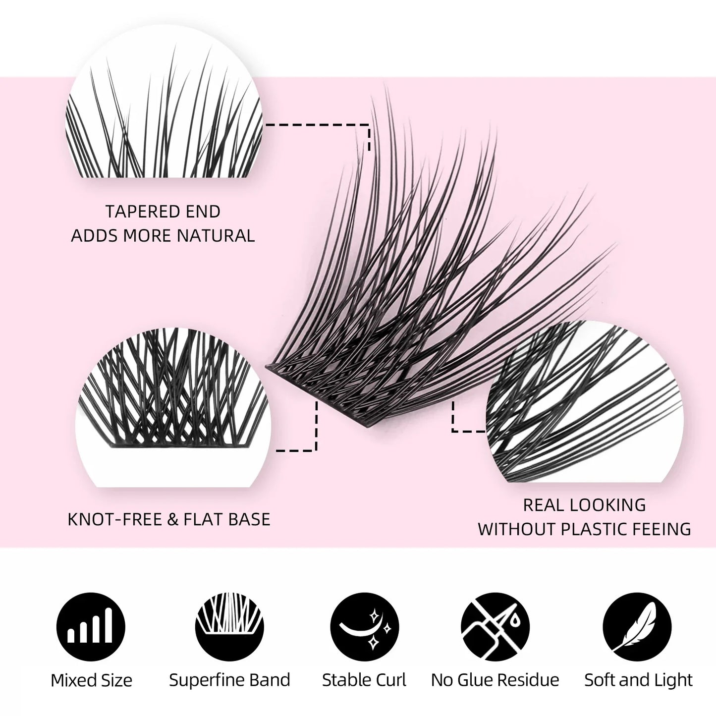 DIY 144 Cluster Lashes – Natural C/D Curl Individual Mink Eyelashes, Free Shipping, Home Makeup Supplies