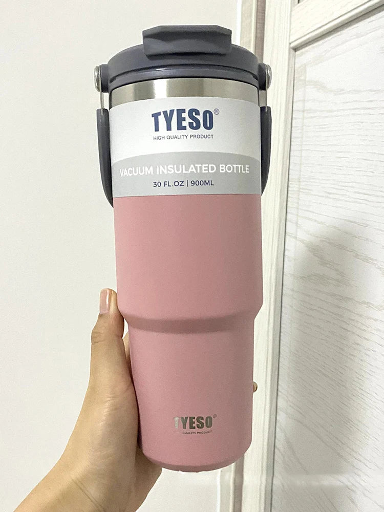 Tyeso Double-Layer Insulated Coffee Cup – Large Capacity Portable Stainless Steel Ice Cream Cup