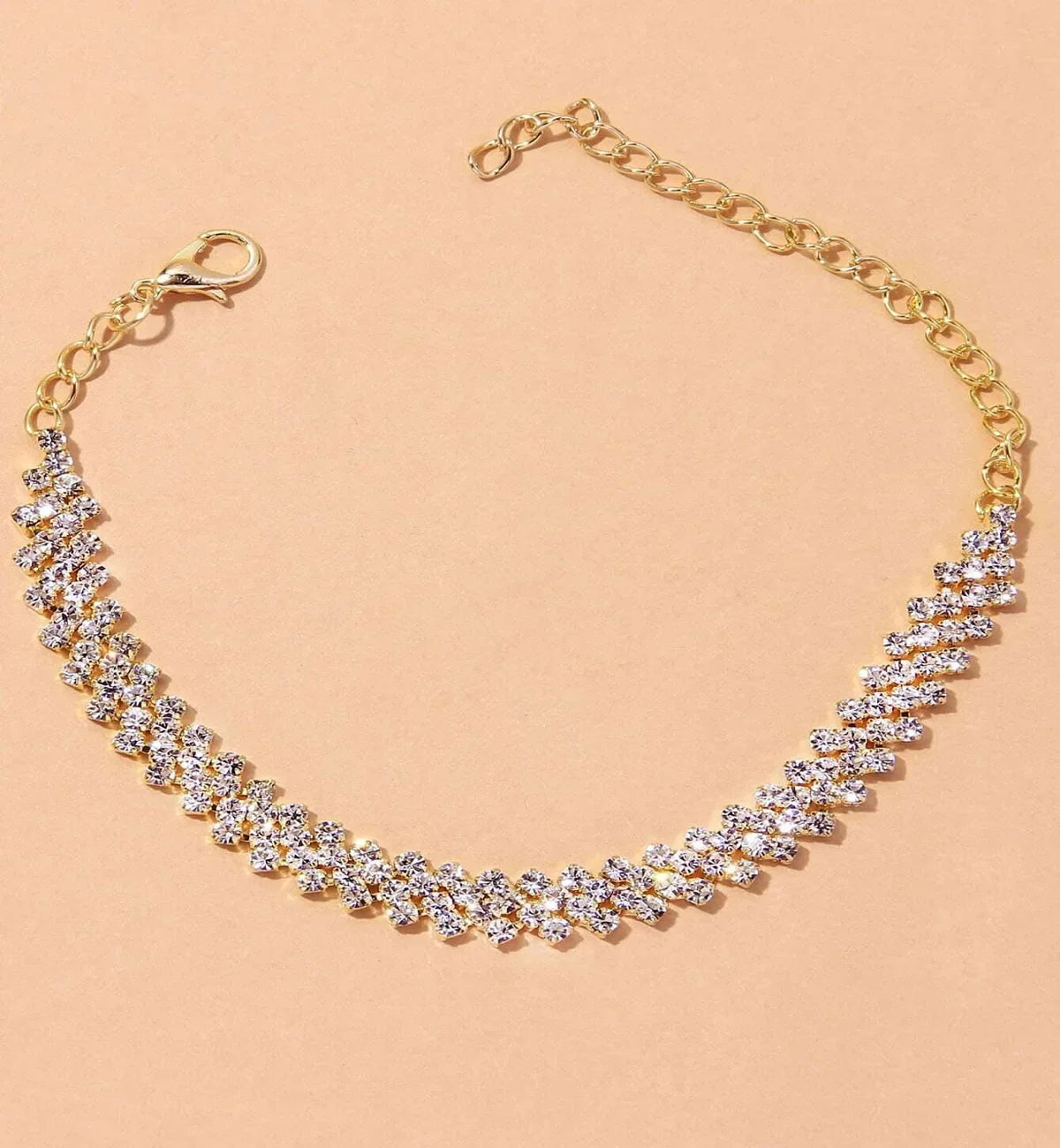 Women's Premium Copper Inlaid Water Diamond Love Foot Chain Bracelet – Elegant Wedding & Party Fashion Jewelry