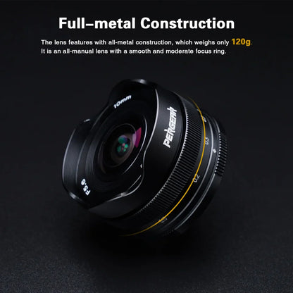 PERGEAR 10mm F5.6 APS-C Fisheye Manual Focus Prime Lens — Ultra-Wide for Fuji XF, M43, Sony E, Canon EOS M Mirrorless Cameras