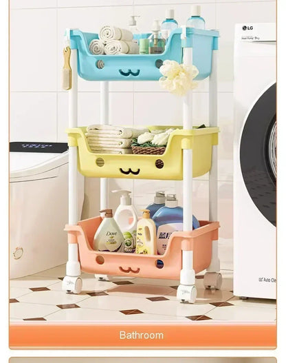 4 Layer Toy Storage Trolley & Bookshelf - Kids Organizer, Snack Rack, Bathroom & Kitchen Storage