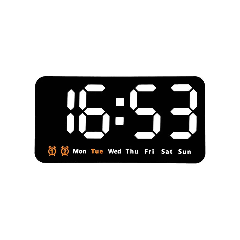 Voice Control Large Digital Wall Clock – LED Display with Temperature, Date, Week, DST, Snooze, Dual Alarm, 12/24H, Wall-Mounted or Table Use