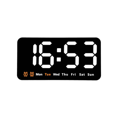 Voice Control Large Digital Wall Clock – LED Display with Temperature, Date, Week, DST, Snooze, Dual Alarm, 12/24H, Wall-Mounted or Table Use