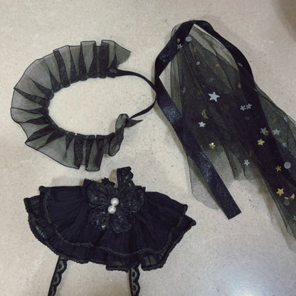 10cm Skullpanda Doll Clothes – Vintage Princess Dress Set with Headwear, Winter Symphony Series