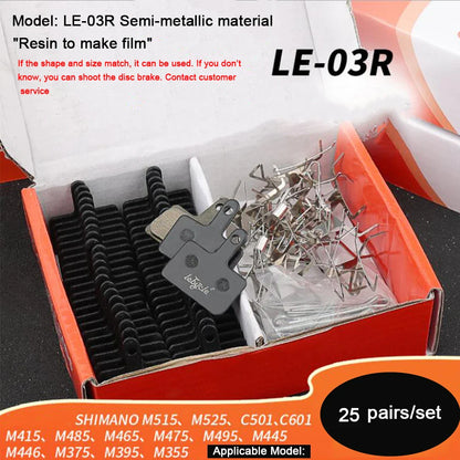 25 Pairs MTB Bicycle Disc Brake Pads - Resin, Metal, Ceramic for Shimano, SRAM, AVID, ZOOM B01S Universal Hydraulic Brakes