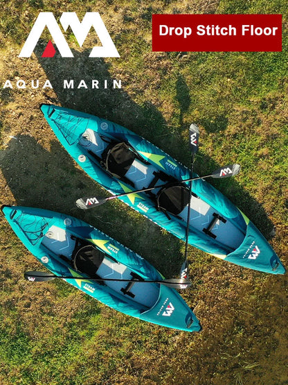 AQUA MARINA STEAM Inflatable Sport Kayak – 1-2 Person PVC Canoe Dinghy Raft with Pump, Seat & Drop Stitch Floor