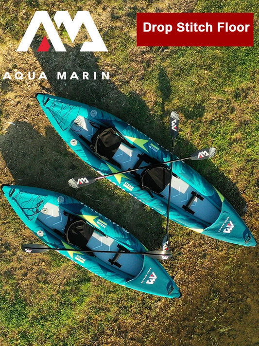 AQUA MARINA STEAM Inflatable Sport Kayak – 1-2 Person PVC Canoe Dinghy Raft with Pump, Seat & Drop Stitch Floor