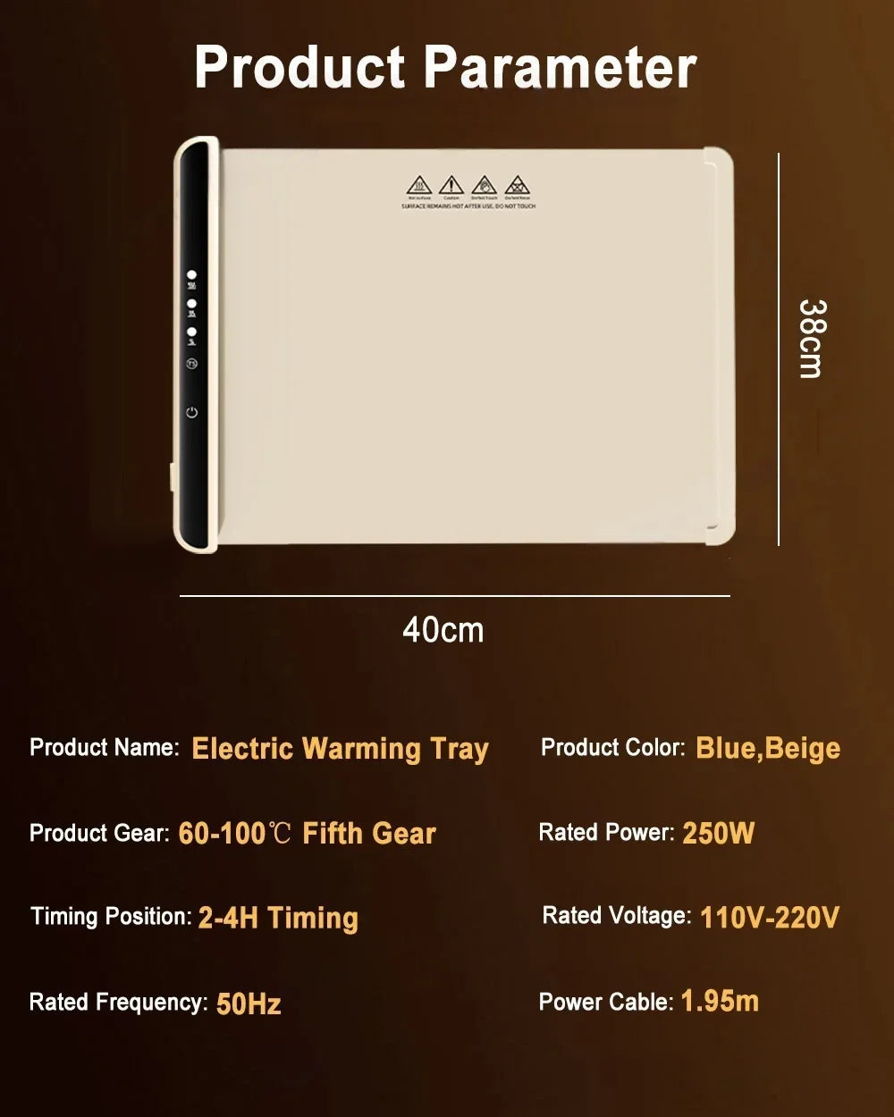 Foldable Electric Warming Tray – Portable Food Warmer Mat with 3-Temperature Fast Full-Surface Heating