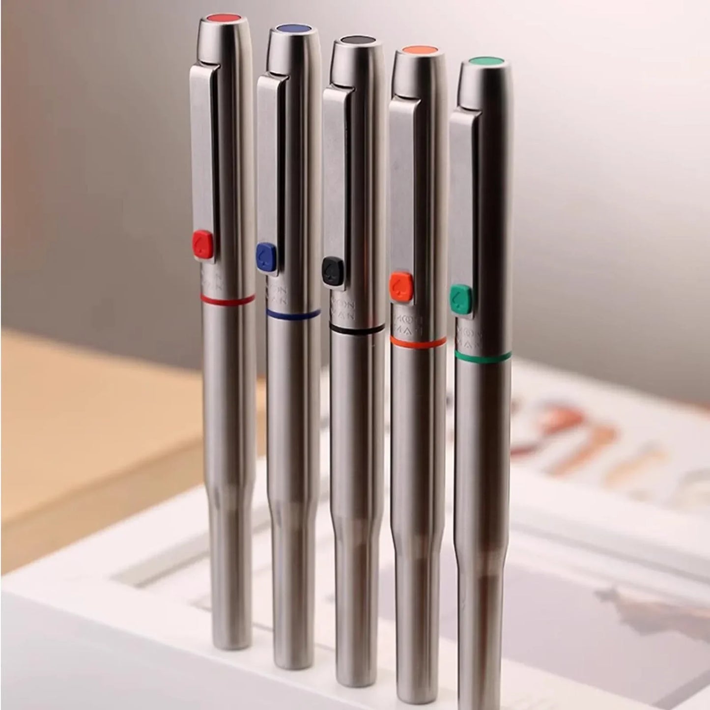 MAJOHN B25 Fountain Pen – Stainless Steel Imported F Nib with Ink Absorber, Dual-Purpose High-End Office Stationery