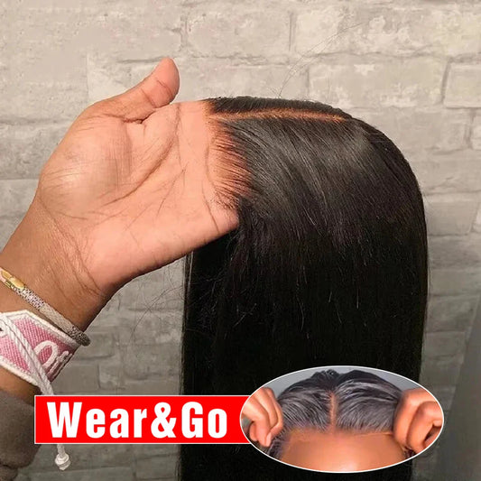 Pre-Cut Glueless 13x6 HD Lace Frontal Wig – 40 Inch Straight Human Hair, Pre-Plucked Ready-to-Wear for Women