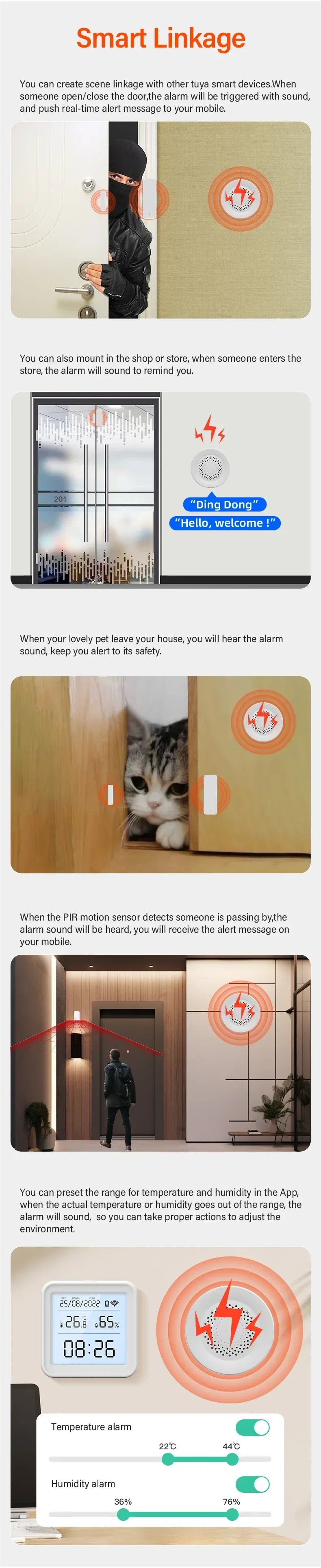 Tuya Zigbee Siren Alarm – 100db Smart Home Security Speaker, Works with Alexa & Yandex Alice, Requires Tuya Zigbee Hub