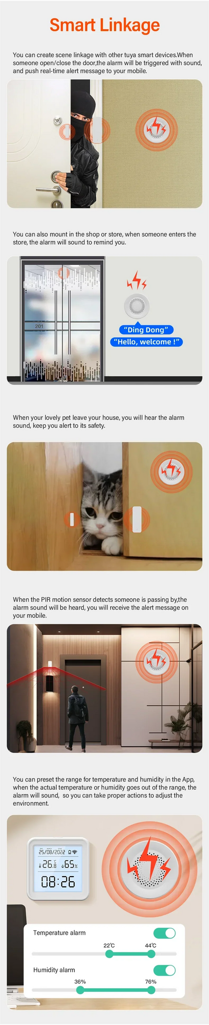 Tuya Zigbee Siren Alarm – 100db Smart Home Security Speaker, Works with Alexa & Yandex Alice, Requires Tuya Zigbee Hub
