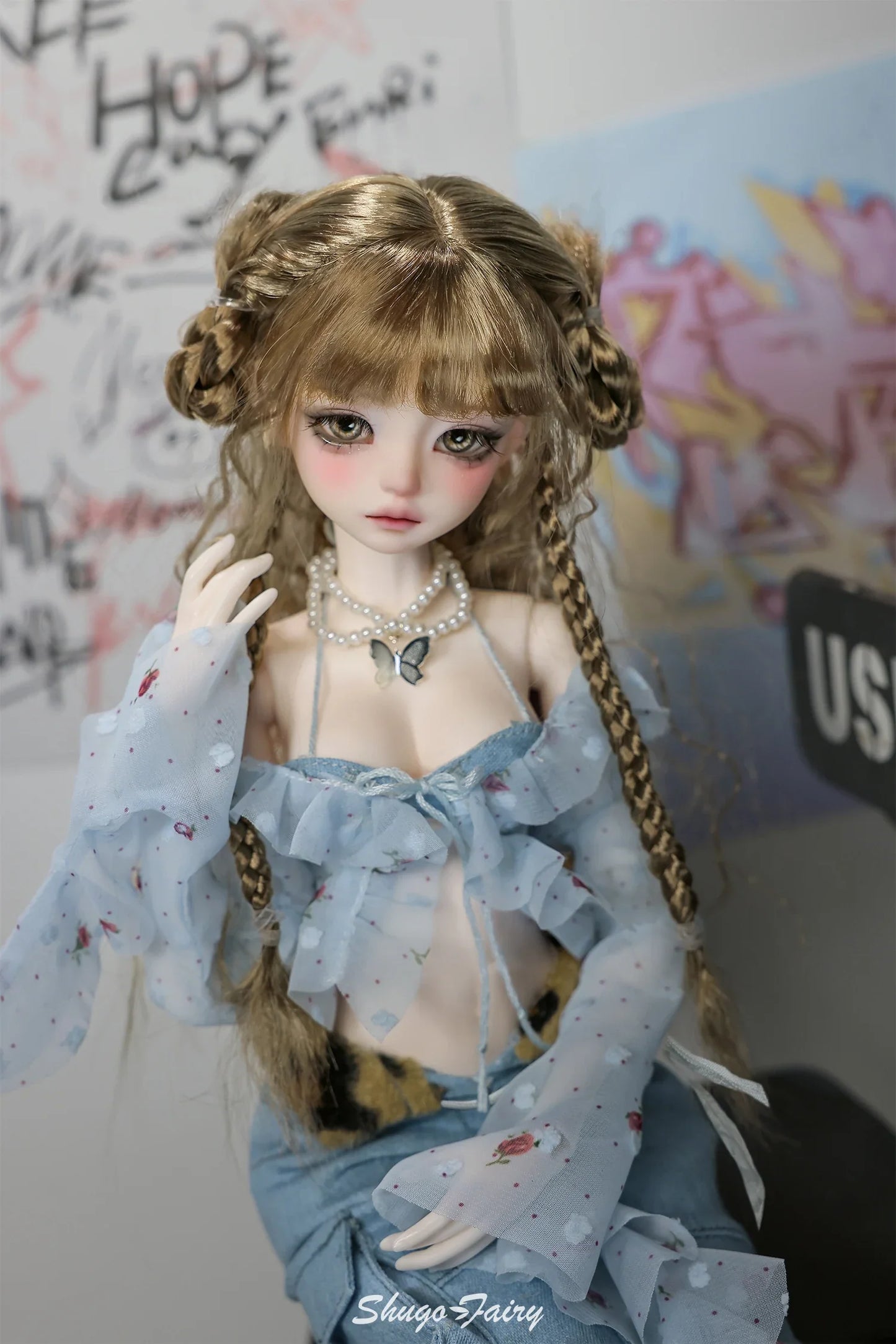 Shugafairy Kikyou D 1/4 BJD Doll – Fullset Street Girl with Big Chest, Summer Carnival Y2K Style Ball-Jointed Fashion Doll Toy