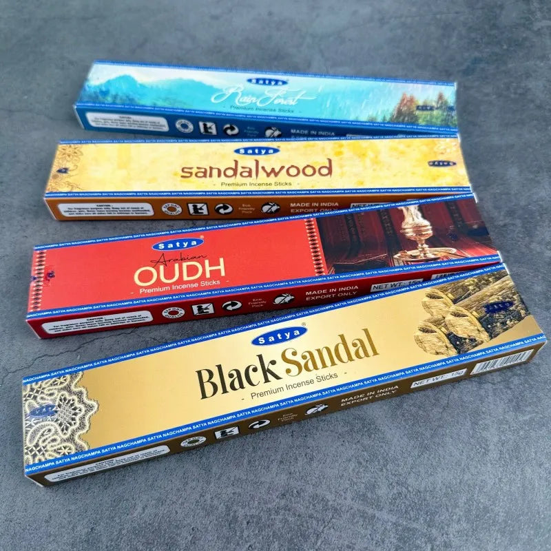 5BOX NAG Champa Indian Incense Set – Satya Handmade Sticks with 6 Aromatic Scents for Home & Meditation