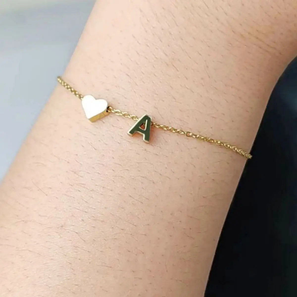 26 Letters Personalized Heart Bracelet - Custom Initial Name Jewelry for Girls & Women, Anniversary Gift