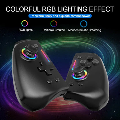 LinYuvo KS42 Meteor Light Wireless Joypad — 8-Color RGB Controller for Switch/Lite/OLED with Programmable Buttons, Turbo & Vibration