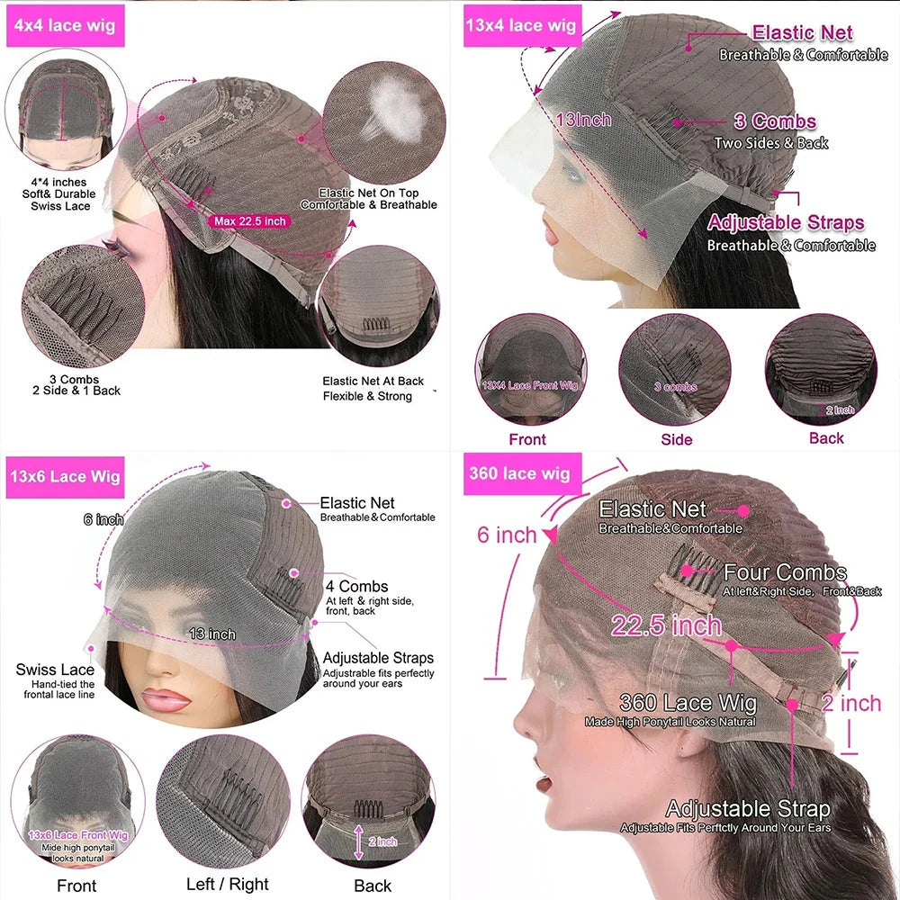 HD 360 Full Lace Wig – 36 Inch Bone Straight Pre-Plucked 13x6 Human Hair Lace Frontal Wig for Women