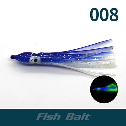 PRO BEROS 5Pcs Luminous Octopus Fishing Lures - Silicone Squid Skirts Glow Bait for Tuna Trolling & Sea Jigging