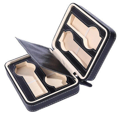 Portable Watch Storage Box Organizer - 6/10/12 Grid Zipper Display Case for Watches & Accessories