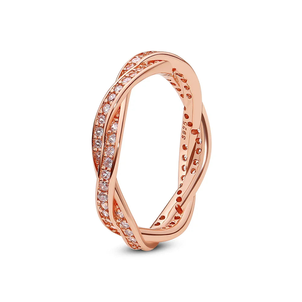 925 Sterling Silver Women’s Ring – Crown, Heart & Wishbone Design with Crystal, Rose Gold Engagement & Wedding Jewelry