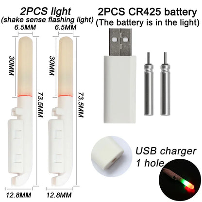 Fishing Electronic Rod Stick Flash Light with CR425 3.6V Lithium Battery – Waterproof LED Luminous Night Fishing Tackle with USB Rechargeable Light Stick Rod Accessory