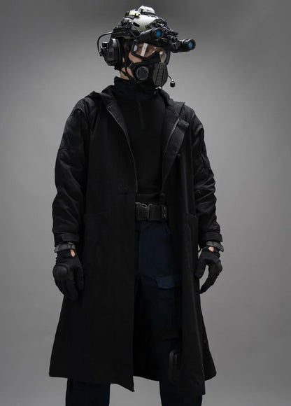 Polyester-Cotton Long Tactical Trench Coat – Hooded Outdoor Hunting & Cosplay Jacket