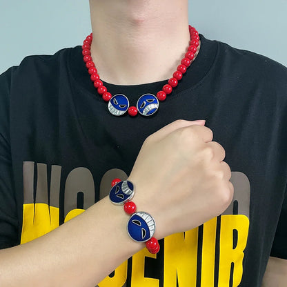 Anime Red Beads Bracelet Necklace – Portgas D. Ace Cosplay Jewelry Accessories for Fashion & Party Gifts