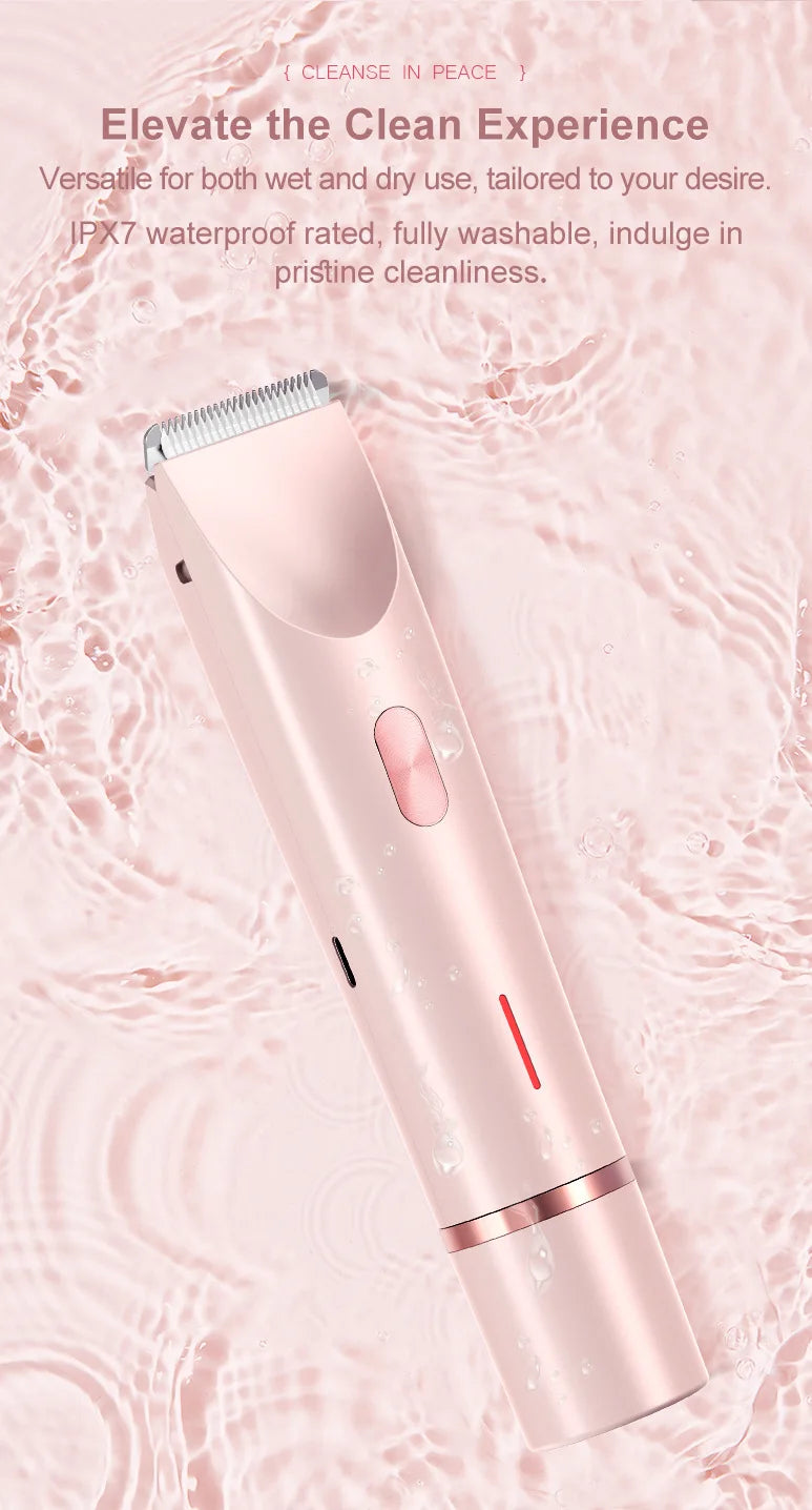 2-in-1 Dual-Head Electric Razor for Women – Painless Bikini Trimmer Wet & Dry Use with Detachable Heads